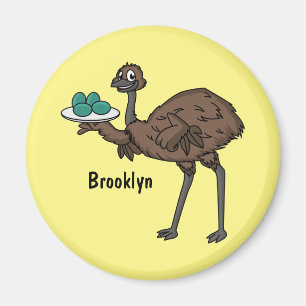 Imã Emu com ilustração de desenho animado de ovos