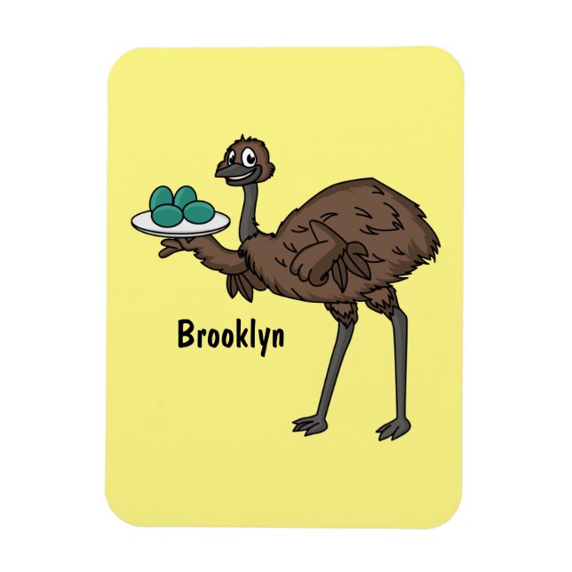 Ímã Emu com ilustração de desenho animado de ovos (Vertical)