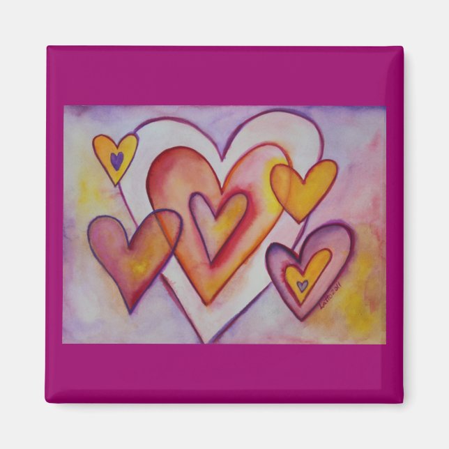 Imã Encaixando Corações de Amor Magnetos Personalizado (Frente)