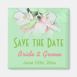 Imã encantadora flor rosa de maçã verde salve a data