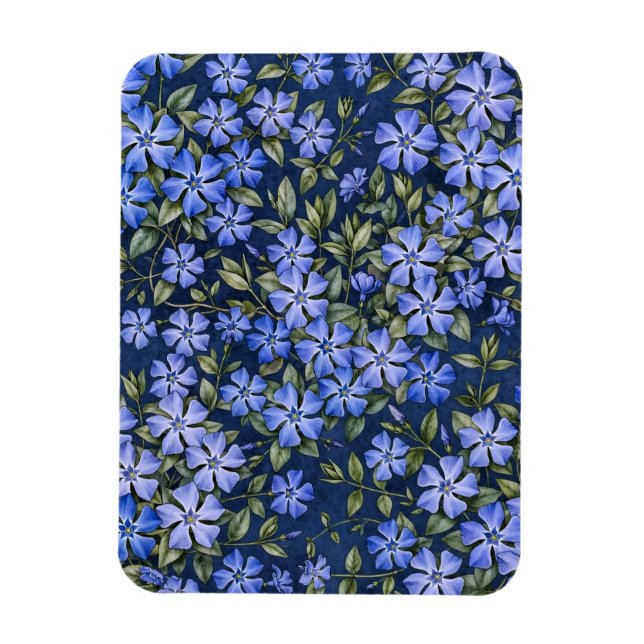Ímã Encantadoras Flores de Vinca Azul Profundo Espalha (Vertical)