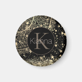 Imã Encantando Mandala com Monograma Dourado