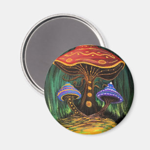 Imã Encanto Caprichoso de Casa de Cogumelos Coloridos