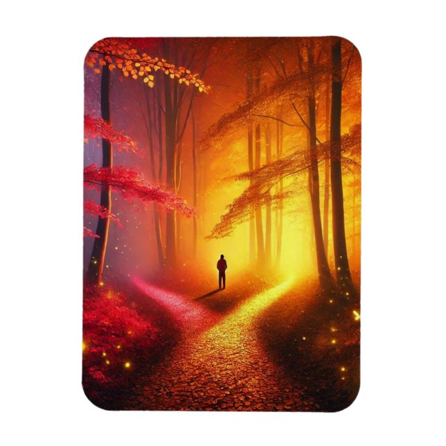 Ímã Enchanted Crossroads – Vibrant Autumn Forest Art P (Vertical)