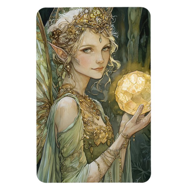 Ímã Enchanted Forest Elf Maiden With Crystal Ball (Vertical)