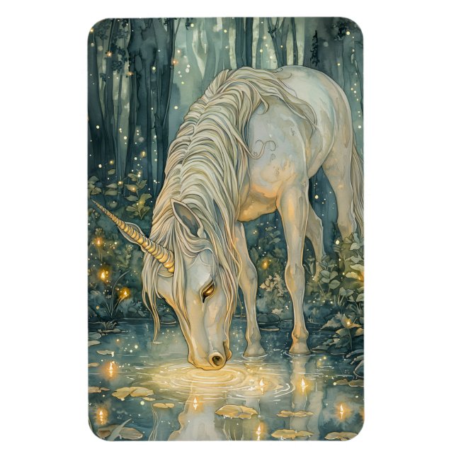 Ímã Enchanted Magical Unicorn Fireflies Forest (Vertical)