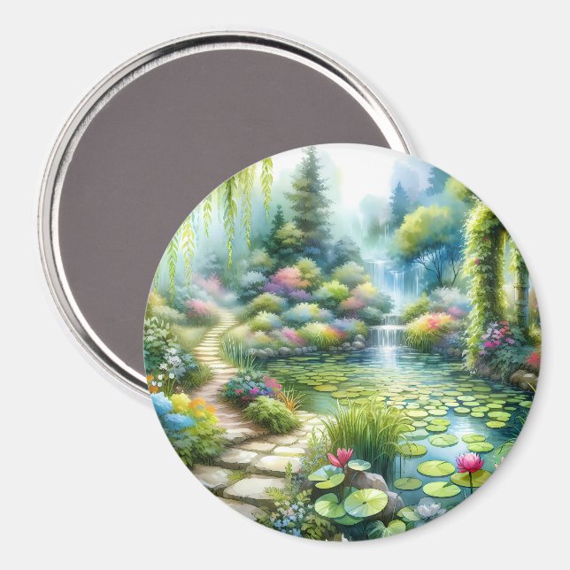 Imã Enchanted Waterfall Garden Lily Pond (Front/Back)