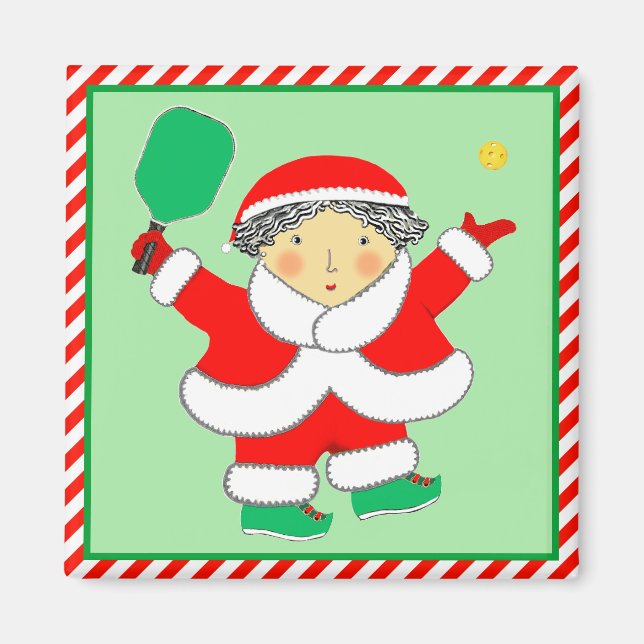 Imã Enchimentos de meia de Natal de Pickleball (Frente)