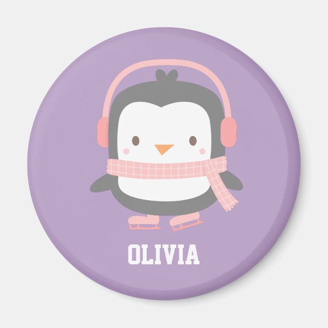 Imã Enchimentos de Natal de Pinguim Fofo para Meninas (Frente)