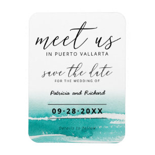 Ímã Encontre-nos no Casamento de Destino Teal Save The