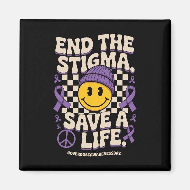 Imã End The Stigma Save A Life Groovy Overdose Awarene (Frente)