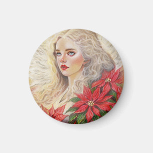 Imã Enfeite Anjo Poinsettia