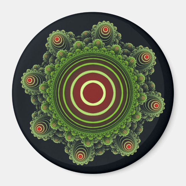 Imã Enfeite de fada verde fractal (Frente)