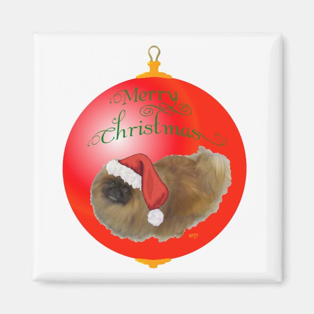 Imã Enfeite de Natal Pequinês (Frente)