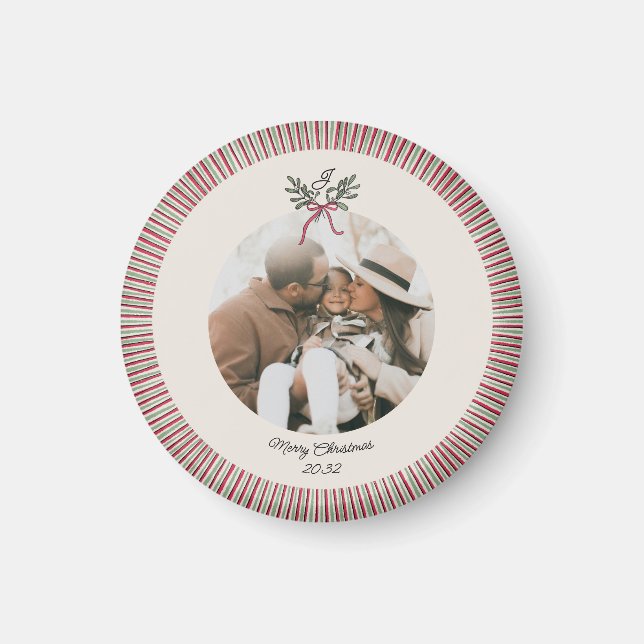 Imã Enfeite de Natal Préppy com Ímã e Foto (Frente)