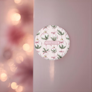 Imã Enfeite de Natal Rosa Moderno Presente Personaliza