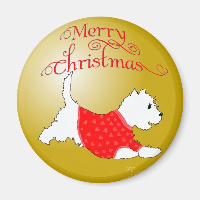 Imã Enfeite de Natal Westie (Frente)