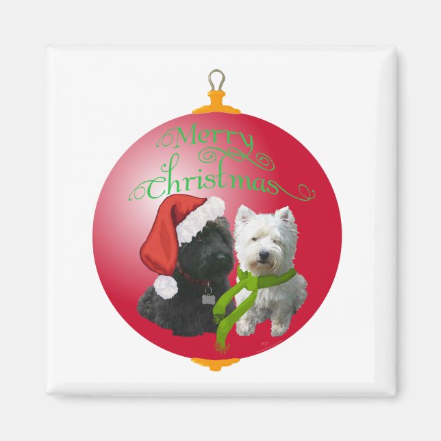 Imã Enfeite de Natal Westie Scottie (Frente)