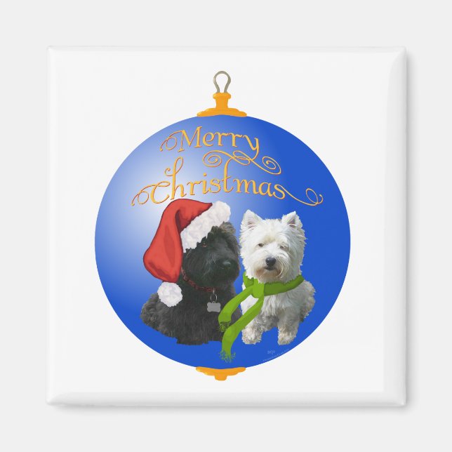 Imã Enfeite de Natal Westie Scottie (Frente)