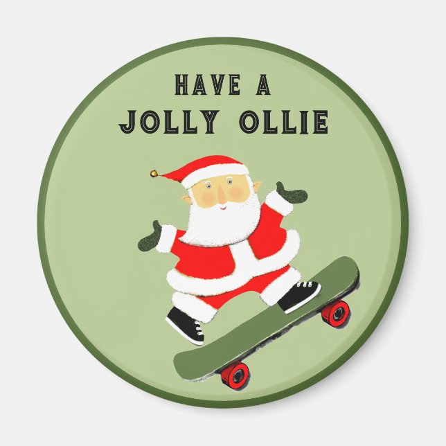 Imã Enfeite Divertido de Skate para Meia de Natal (Frente)