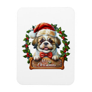 Ímã Enfeites de natal de Cachorro Bonito - Feliz Natal
