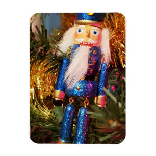 Ímã Enfeites de natal de soldado do quebra-cabeça azul