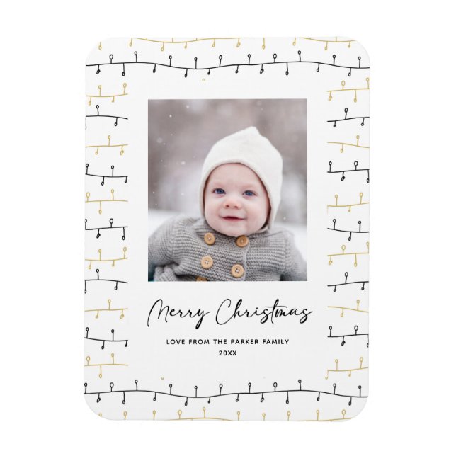 Ímã Enfeites de natal Dourados e divertidos, branco si (Vertical)