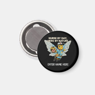 Imã Enfermeira Abelha Heroína Cartoon Retro Médico Saú