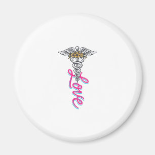Imã Enfermeira Amor Caduceu Floral Médico Design Verti