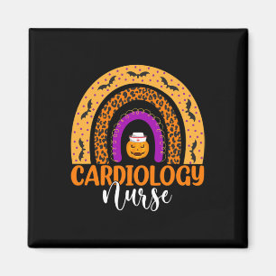 Imã Enfermeira Cardiológica Leopard Rainbow Halloween 