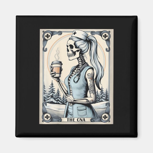 Imã Enfermeira certificada Istant Tarot Card Skeleton  (Frente)