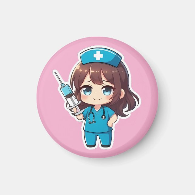 Imã Enfermeira Chibi Original 2.0 - Cuidados de Precis (Frente)