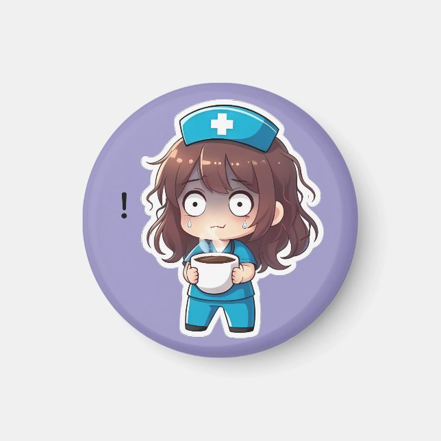Imã Enfermeira Chibi Original 2.0 - Esgotamento Total (Frente)