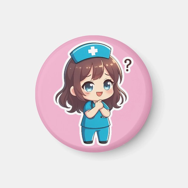 Imã Enfermeira Chibi Original - O Momento de Questiona (Frente)