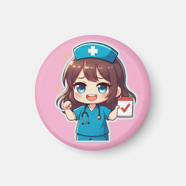 Imã Enfermeira Chibi Original - Vida de Enfermagem (Frente)