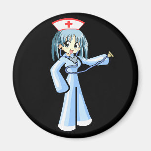 Imã Enfermeira de Animes com Stethoscope e uniforme az