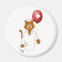 Enfermeira de Gato de Cartoon com Balão