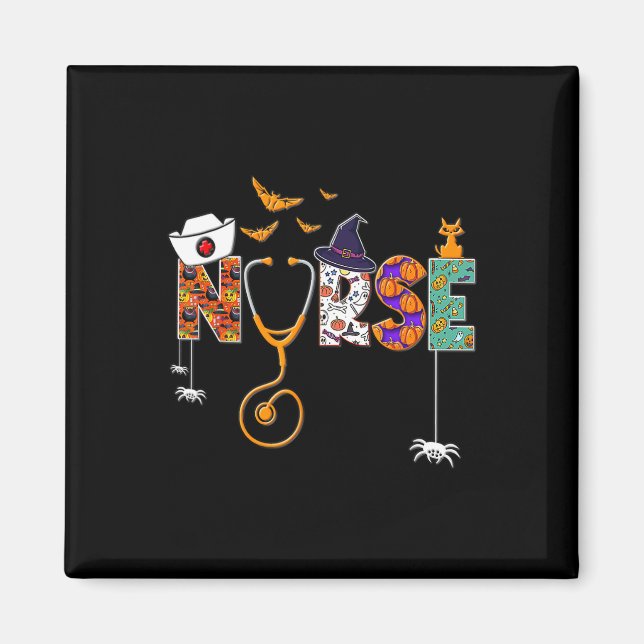 Imã Enfermeira de Halloween Enfermando um Bom Padrão d (Frente)