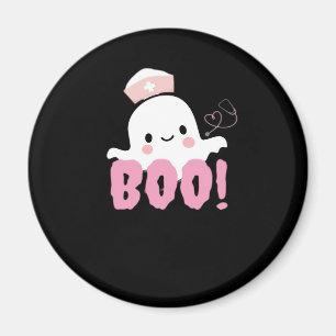 Imã Enfermeira do Dia das Bruxas Camisa Mulheres Boo!
