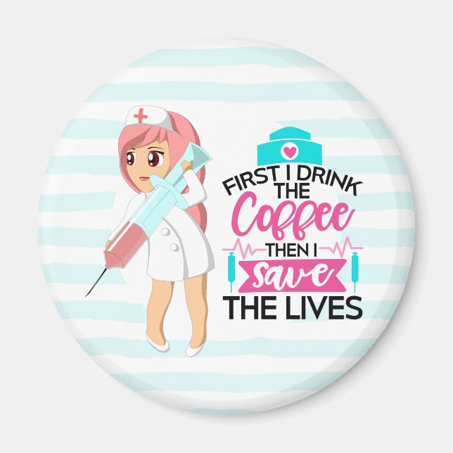 Imã Enfermeira Engraçada Dizendo com Grande Agulha hip (Frente)