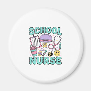 Imã Enfermeira Escolar Camisa Vintage Colagem Médica D