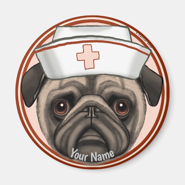 Imã Enfermeira Pug  (Frente)