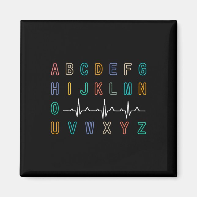 Imã Enfermeiro Pqrst Test Abc's Ekg Strip Alphabet Fun (Frente)