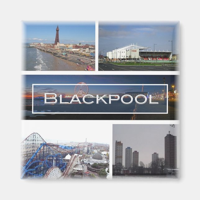 Imã ENG031 BLACKPOOL, Lancashire, Inglaterra, Geladeir (Frente)