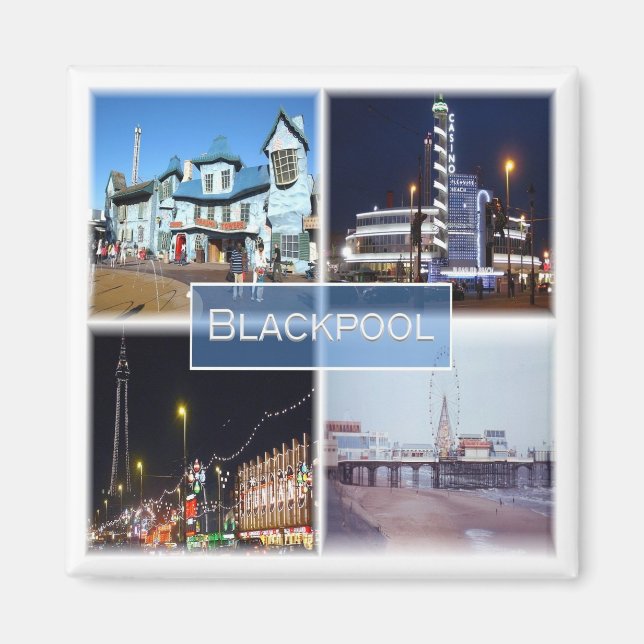 Imã ENG032 BLACKPOOL, Lancashire, Inglaterra, Fridge (Frente)
