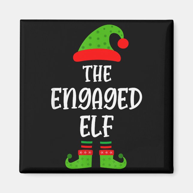 Imã Engaged Elf Family Matching Christmas Engagement  (Frente)