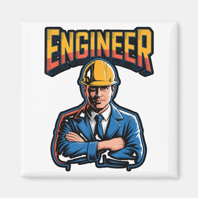 Imã Engenheiro Em Letras Gregas Stem Humor Nerd  (Frente)