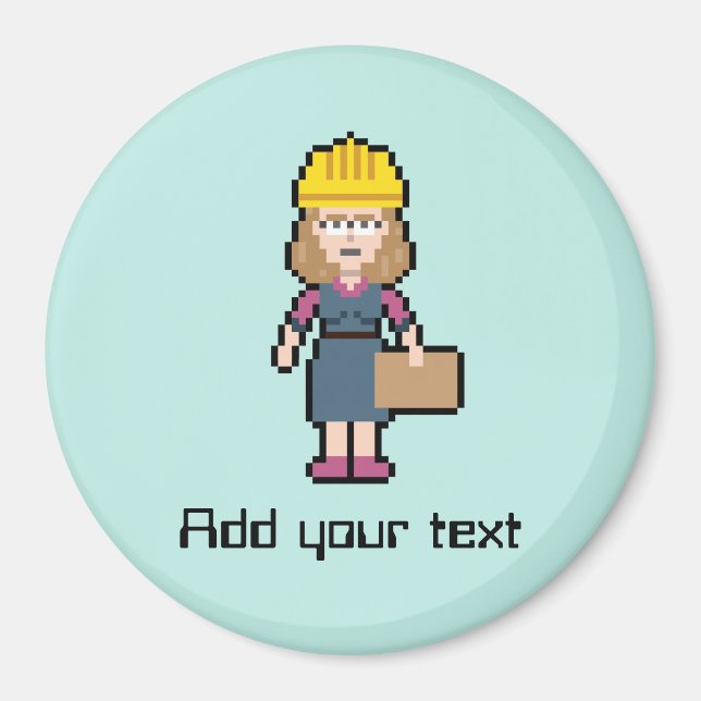 Imã Engenheiro Feminino de Texto Personalizado (Frente)