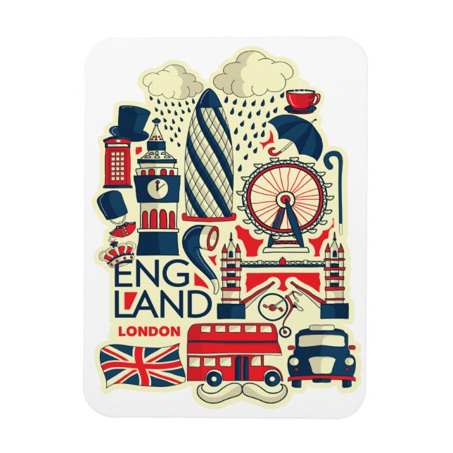 Ímã England London Funny Magnet (Vertical)