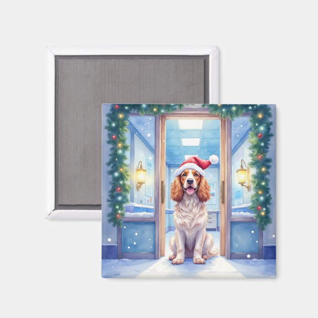 Imã English Cocker Spaniel Nurse Station Santa Hat (Front/Back)